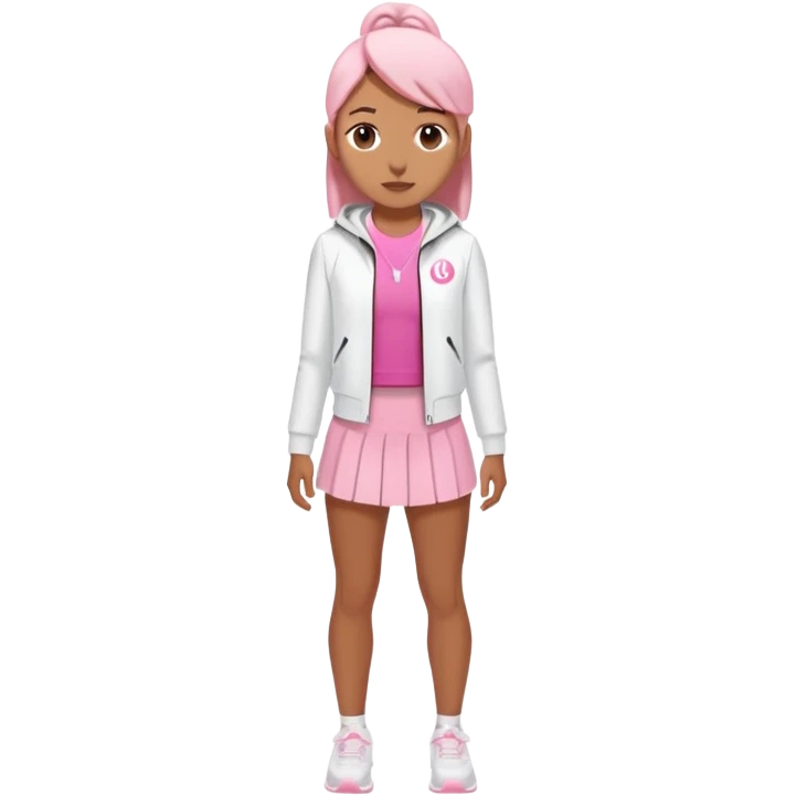 Lululemon pink shirt and short white jacket and white skirt  emoji