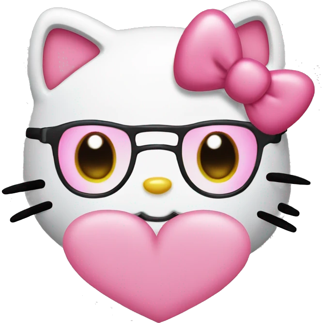Hello kitty with pink heart eyes  emoji