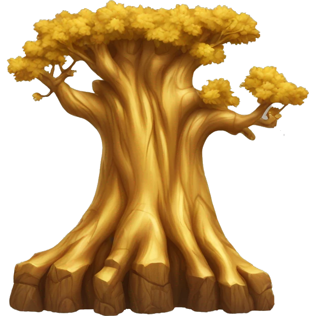 golden tree trunk with an A carved emoji