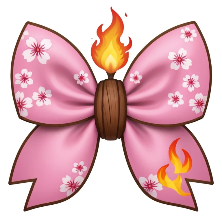 sakura bow with flame pattern emoji