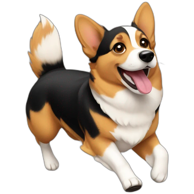 black and tan corgi running emoji