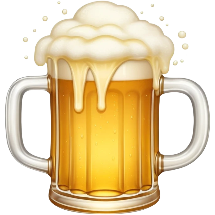 A frothy mug of golden beer with foam overflowing emoji