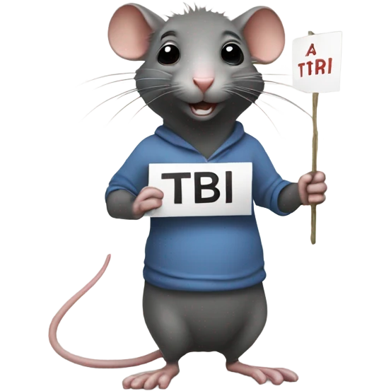A rat holds a sign with the inscription "TbI" emoji