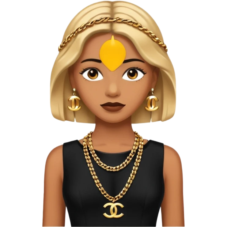 chanel black dress with gold chains emoji