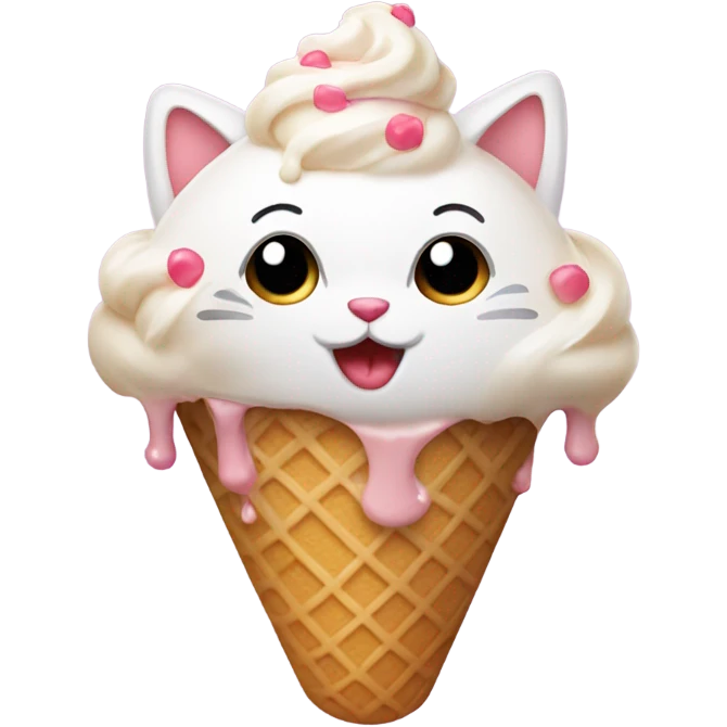 Kitty covered in ice cream  emoji