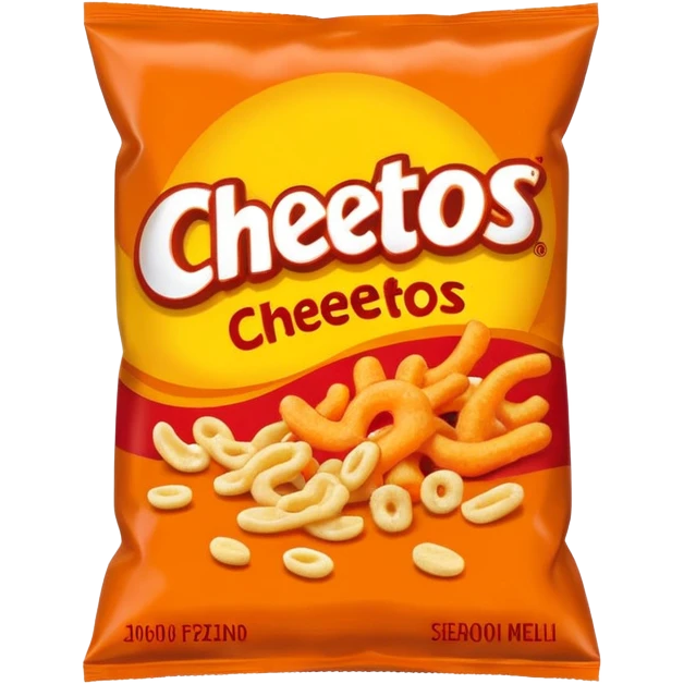 Draw a pack of Cheatos with bright orange-red packaging & crunchy snacks spilling out. emoji
