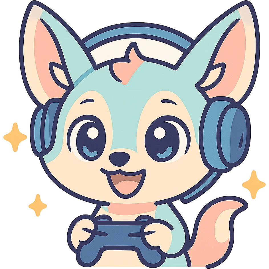 Transformer cette illustration de fennec magique kawaii en emoji expressif, style kawaii, fond transparent, garder les couleurs pastel et les accents féeriques. emoji