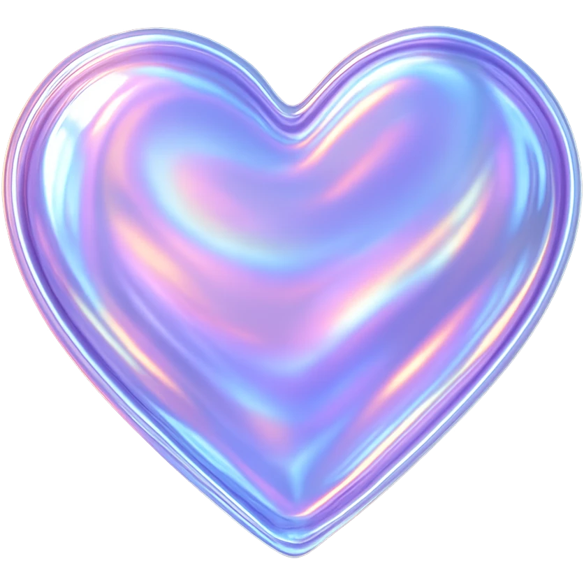 heart with a glassy iridescent effect, digital illustration, no background emoji