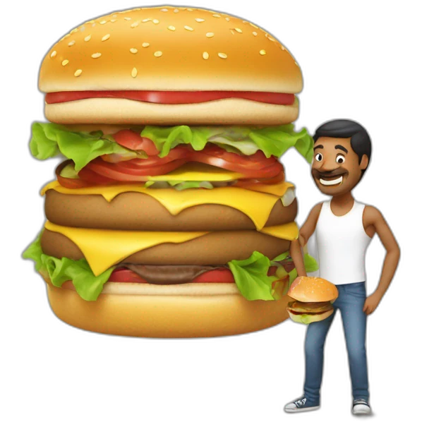 deux homme qui se font un bisou sur un hamburger emoji