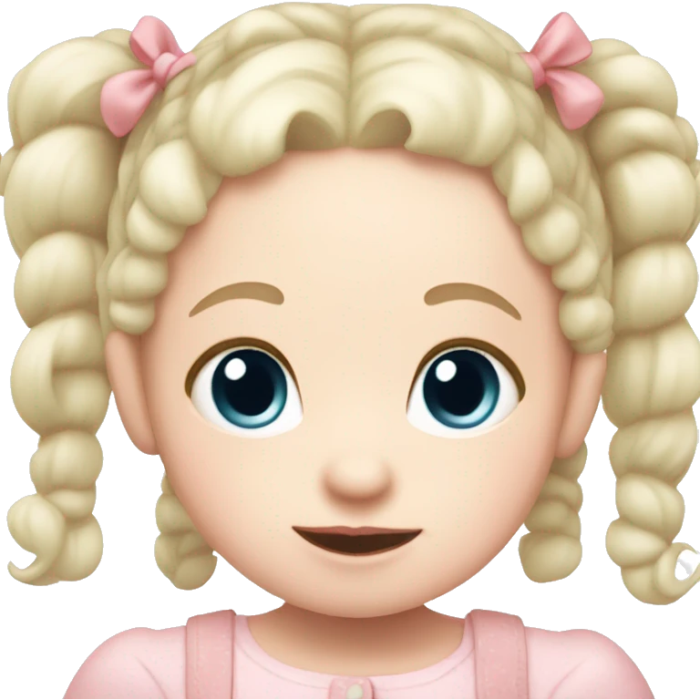 BABY GIRL pale skin with pigtails and rosy bows emoji