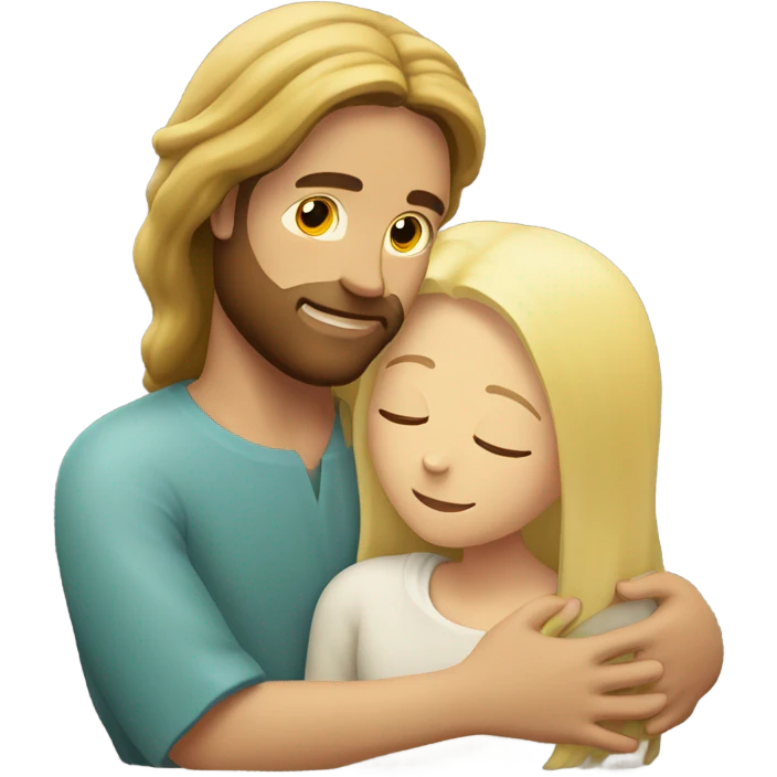 Jesus hugging a blond woman emoji