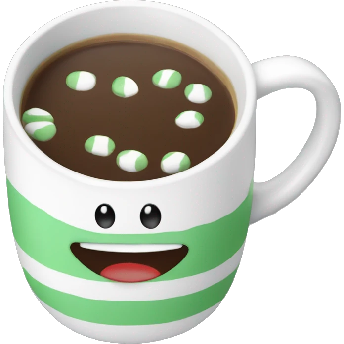 Peppermint coffee in cute mug emoji