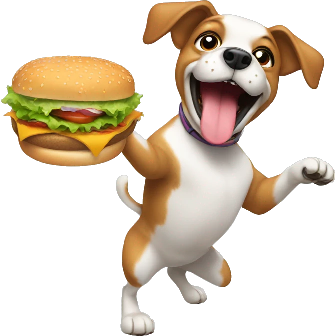 Dog dancing while eating a burger  emoji