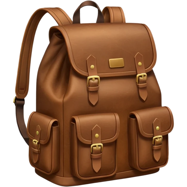 Draw a laether backpack using a front camera with a High-Angle Shot. emoji