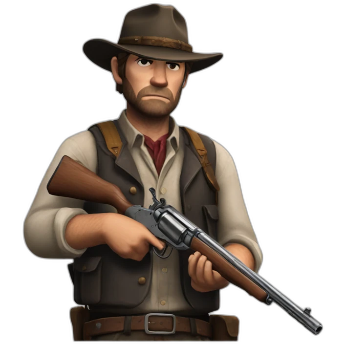 Arthur morgan énervé avec un fusil emoji