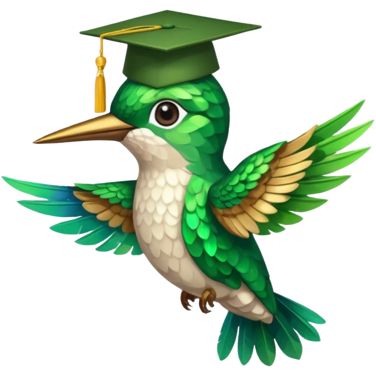 Un colibri con birrete de graduación  emoji