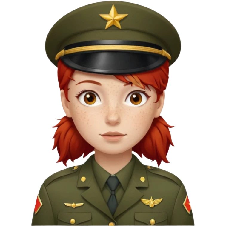 girl in army uniform with red hair emoji emoji