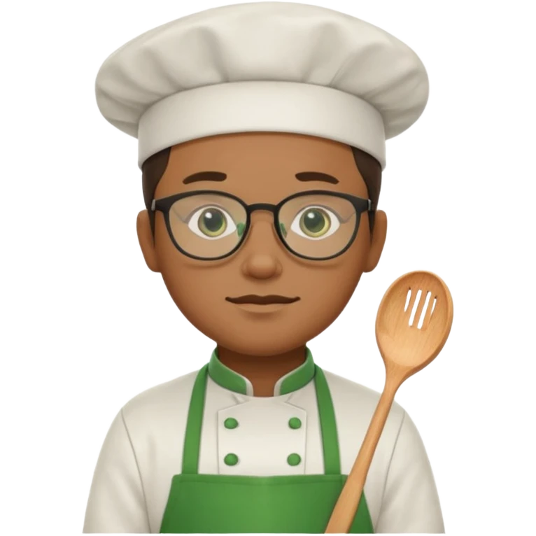 chef with green apron, wearing glasses emoji