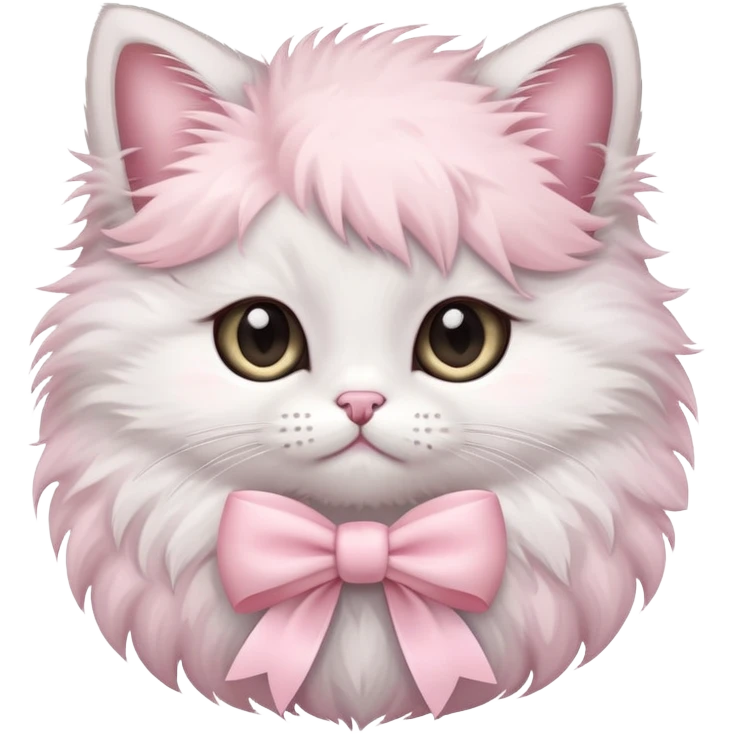 Fluffy kitten with a pale pink bow emoji