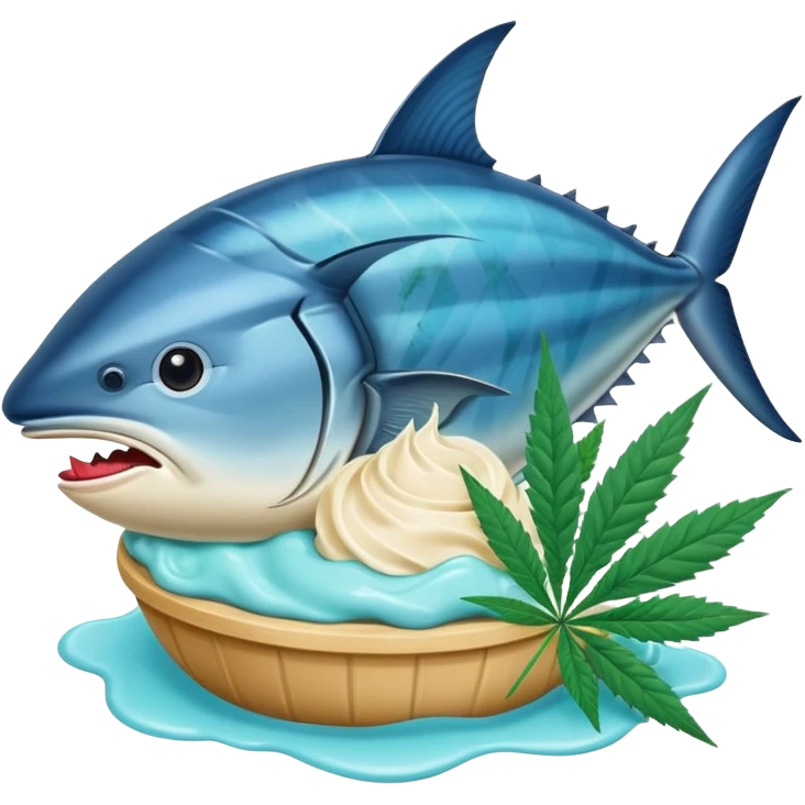 bluefin tuna in a gelato with cannabis leaf emoji