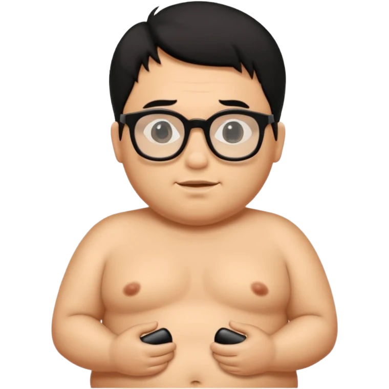 fat naked tan man with small penis with black hair and black glasses emoji