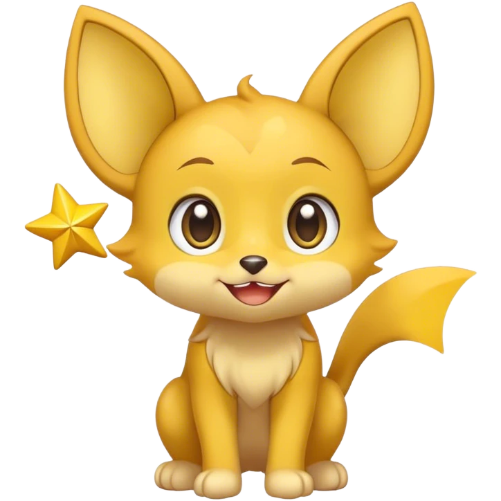 Shinx, round ears, yellow star on tail, full body, big eyes, hapy emoji
