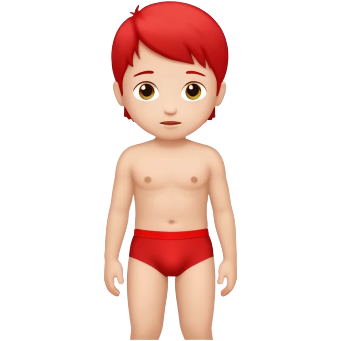Cute Child without shirt, red underwear emoji