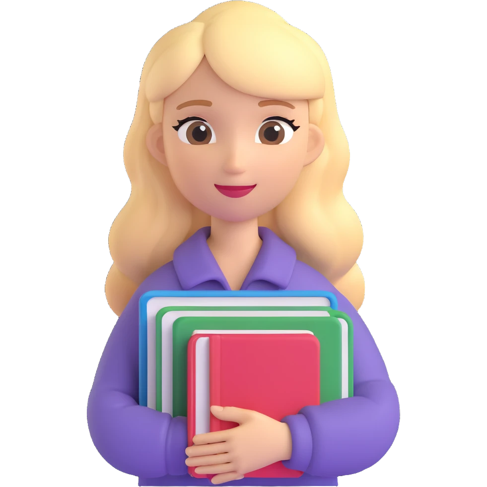 blonde woman with textbooks emoji