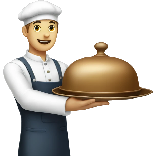waiter hands with tray and cloche emoji
