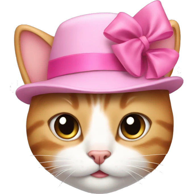 cat with a pink hat and a bow emoji