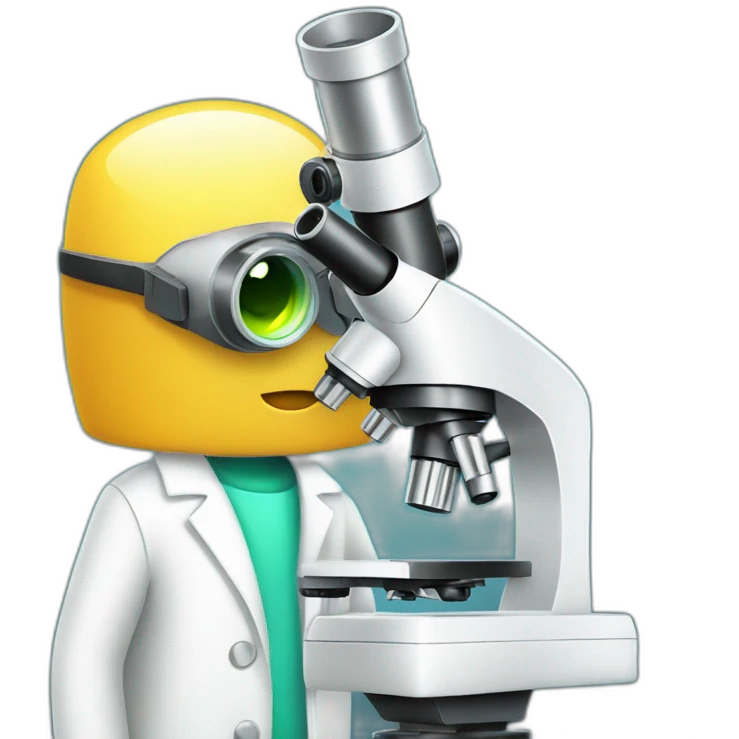  bot in white coat looking through microscope emoji
