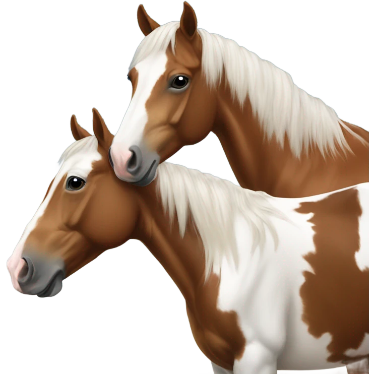Happy paint horse with bay quarterhorse  emoji