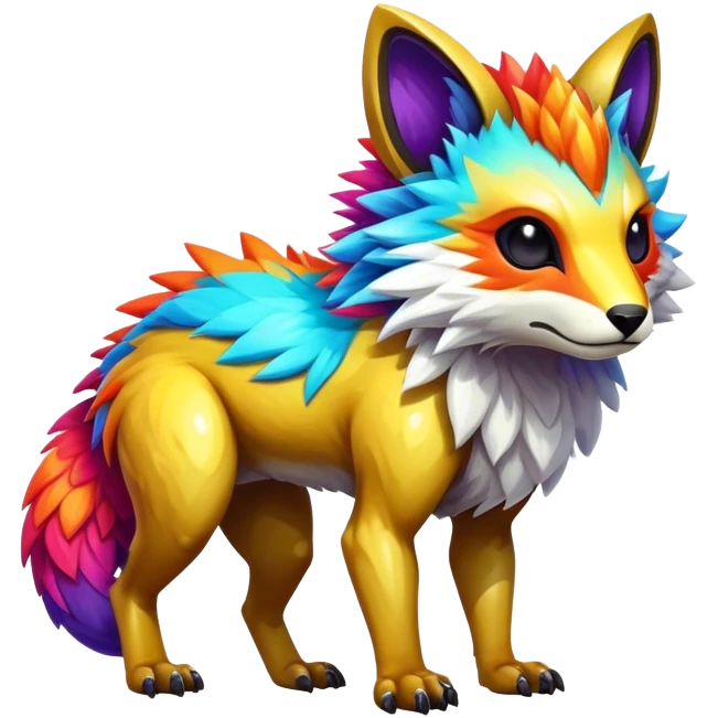 Shiny Epic Edgy Cute Colorful Vibrant Modern Vernid-Protogen-creature-animal, full body emoji