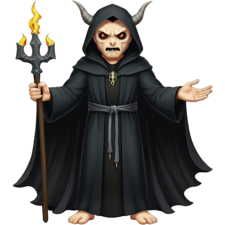 A preacher who's actually a demon.... but Noone knows it yet, in the style of your bleeding skull art. Dark gritty and menacing art style. Like in a doom game, full body emoji