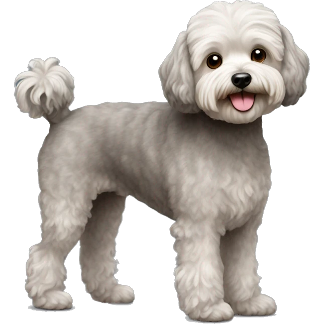 Old Dog maltipoo greying brown fur full body standing emoji