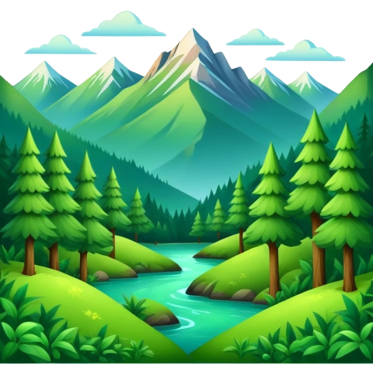 lush green forest with mountains emoji
