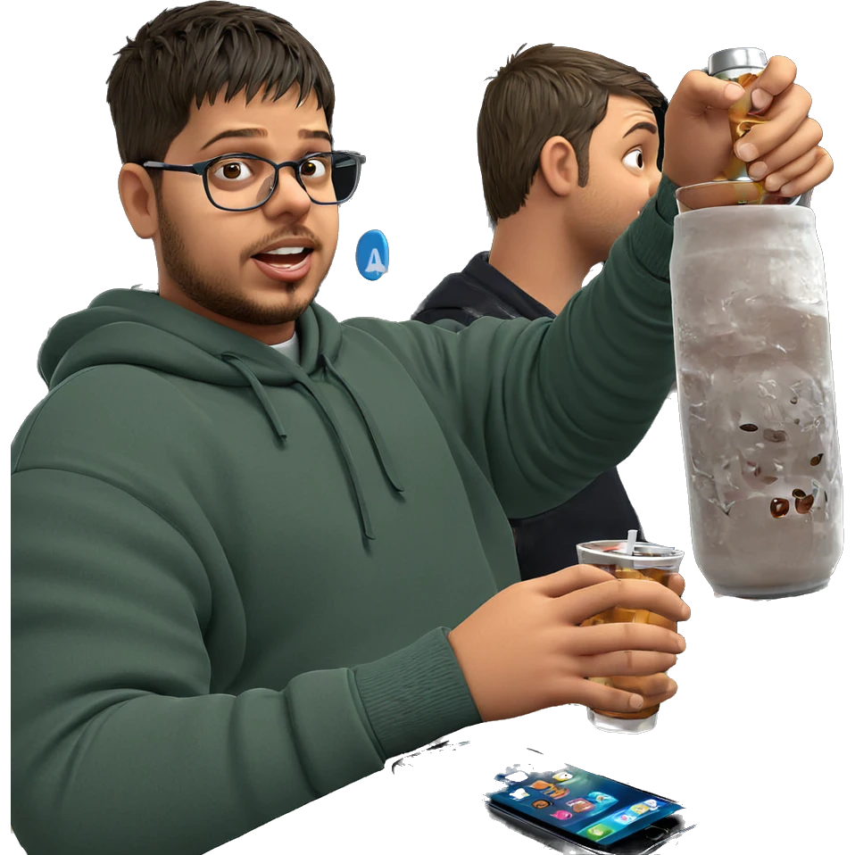 boys enjoying drinks together emoji
