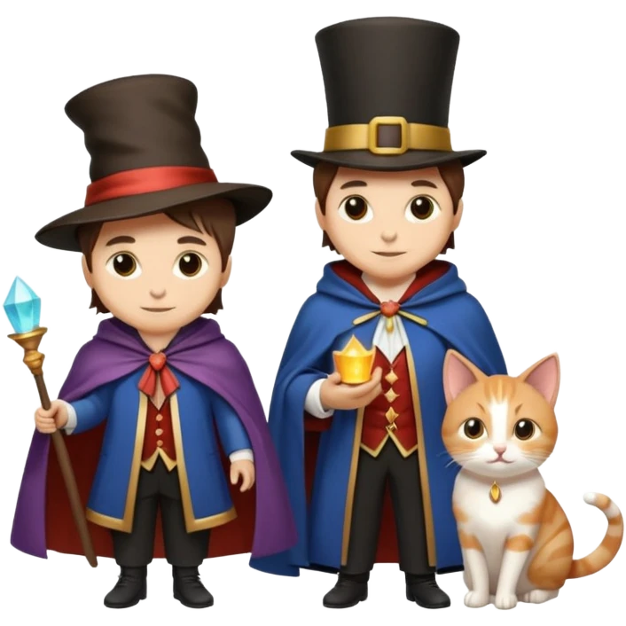 magician couple and their pet cat emoji