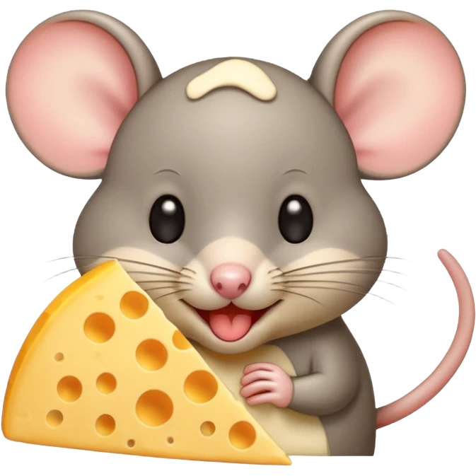 cute mouse eating cheese, simple background, emoji style emoji