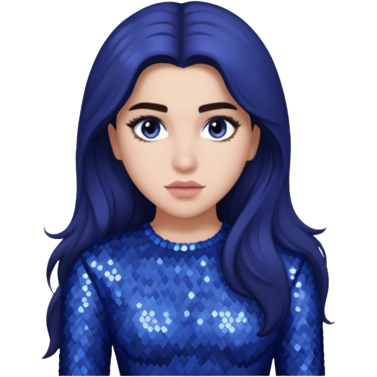 Lauren Jauregui from Fifth Harmony with long dark brown hair, periwinkle sequin outfit emoji