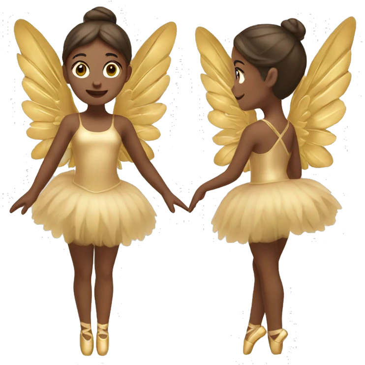  brown adult ballerina big gold wings emoji