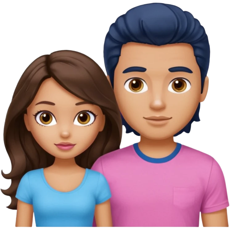 a pretty tan bratz girl with long brown hair and white bratz man with short wavy black hair emoji