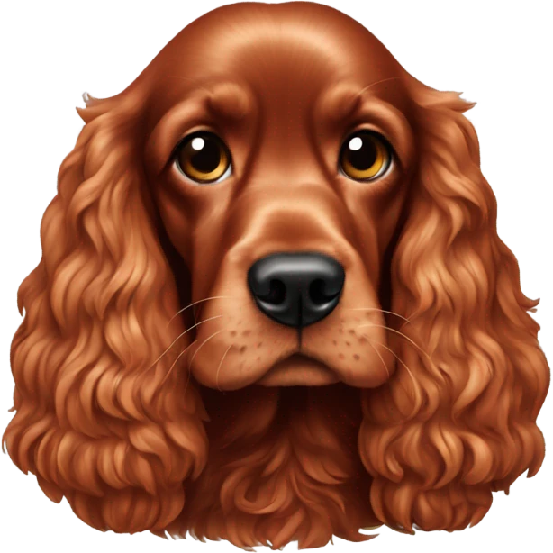 All red cocker spaniel eating emoji