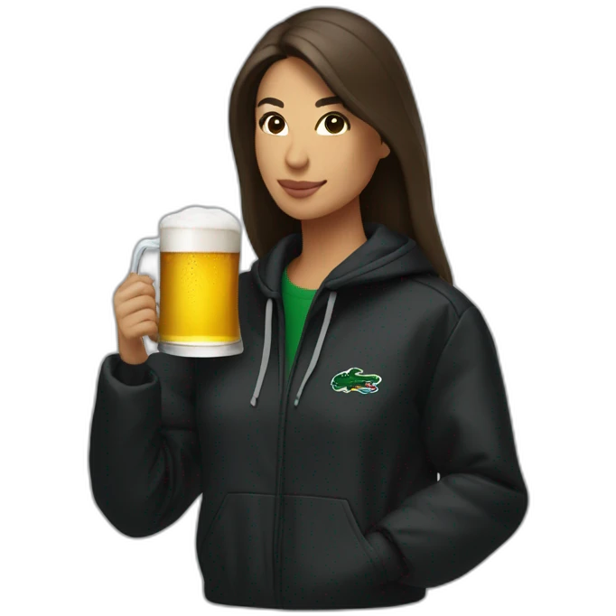 Lacoste latin friends woman drinking beer with black windbreaker emoji