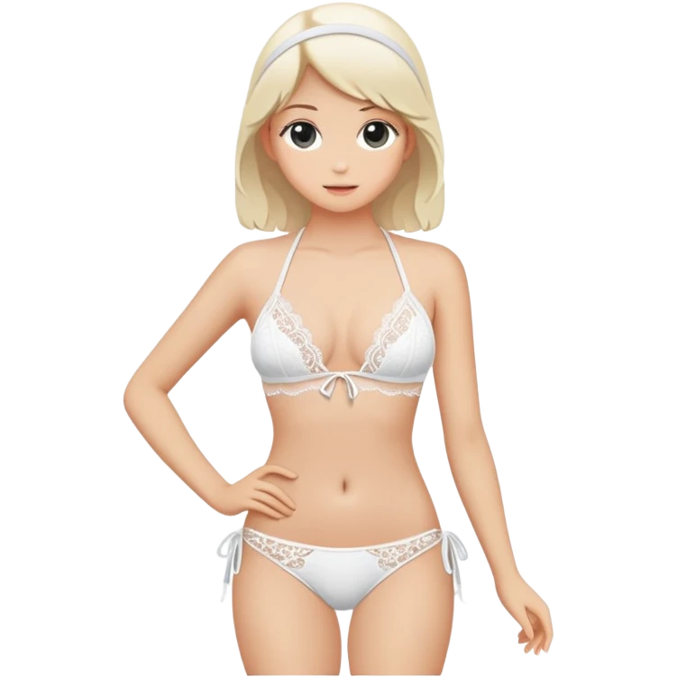 White bikini with lace aesthetic  emoji