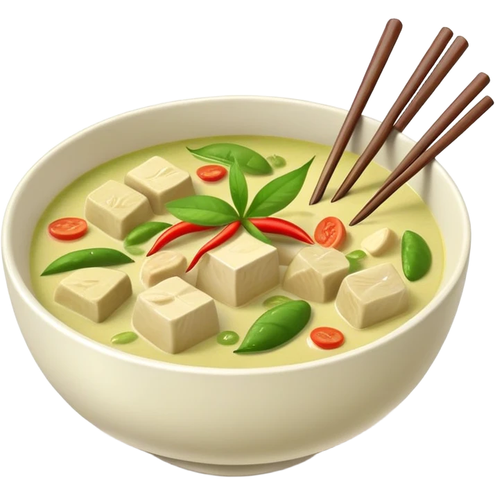Green curry in bowl with chopsticks  emoji