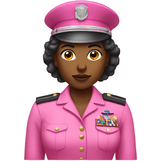 Black woman soldier wearing pink  emoji