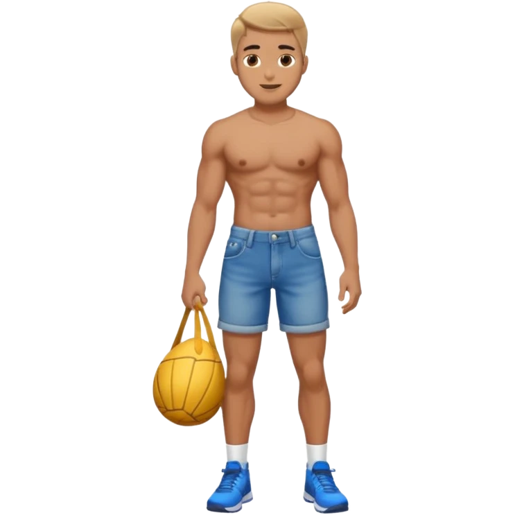 handsome athlete male denim shorts emoji