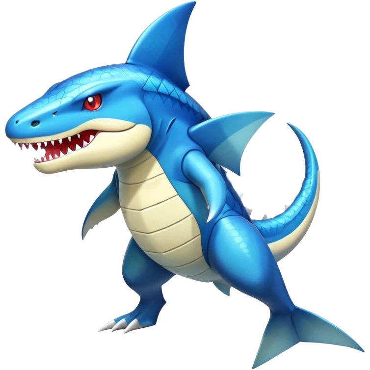 Shiny Exotic Colorful epic Sharpedo-Garchomp-Gabite-Salamence-Koraidon-Feraligatr-Fakémon-hybrid-creature (full body)  emoji