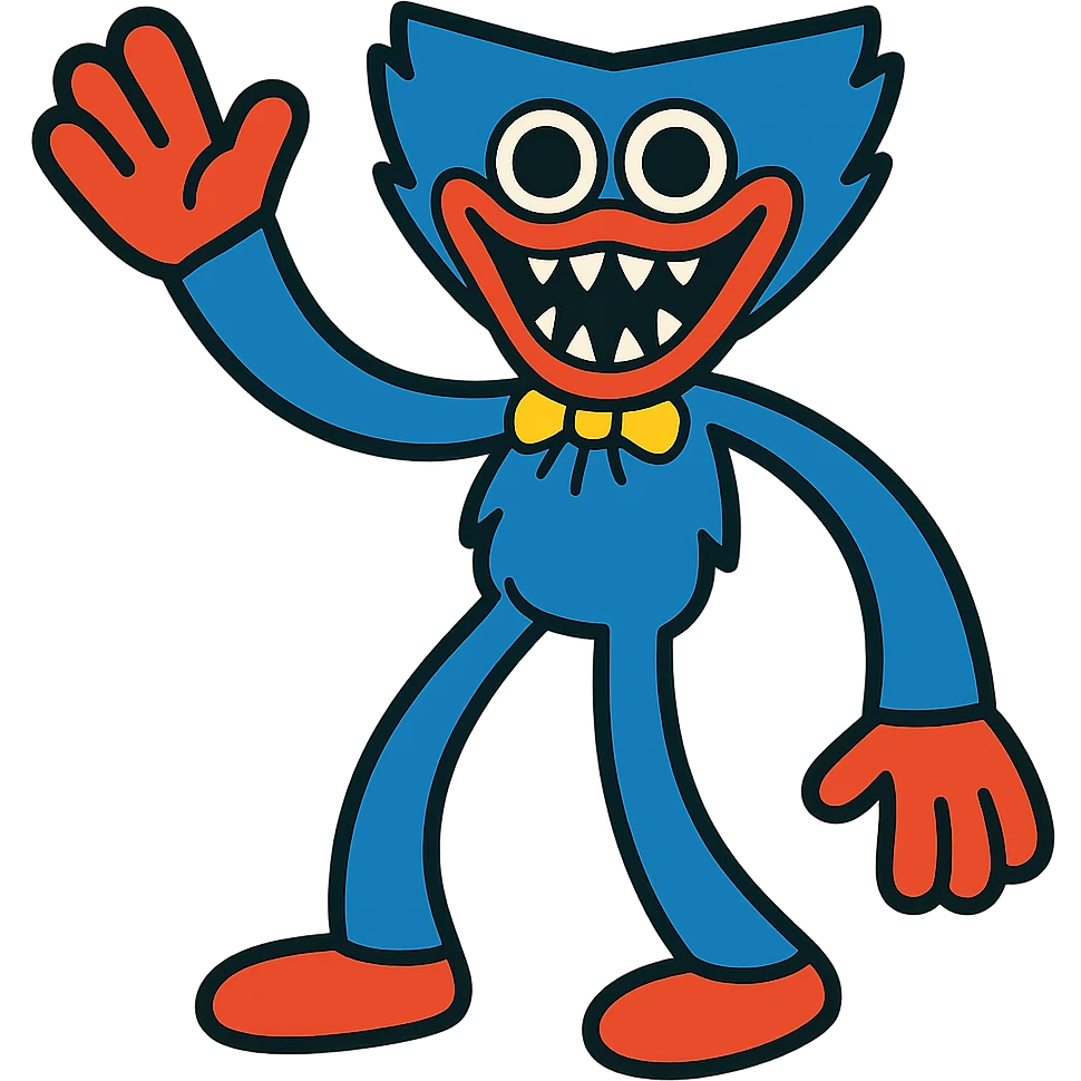 Huggy Wuggy character in vibrant toon style emoji